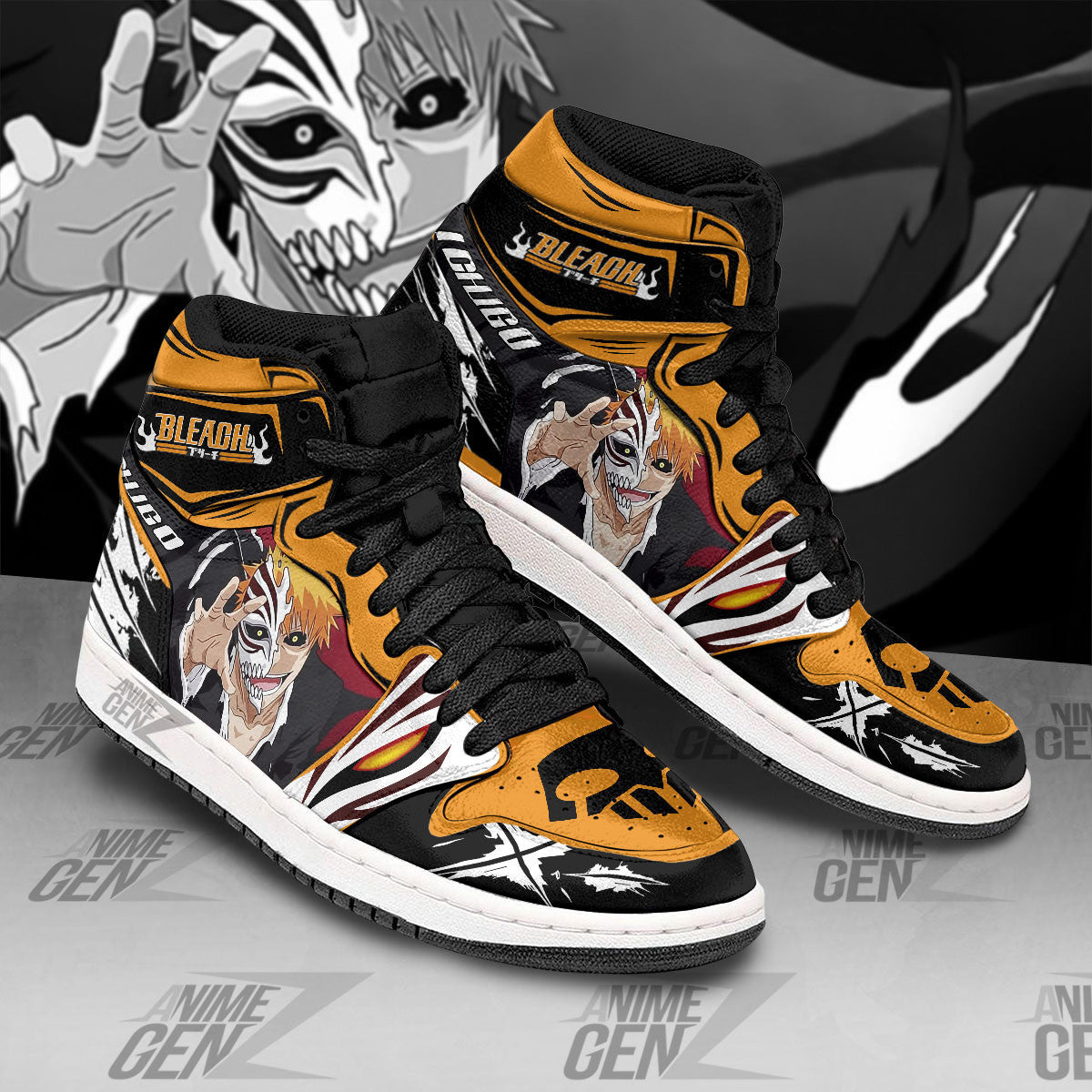 Bleach JD Sneakers Kurosaki Ichigo Holow Mask Custom Anime Shoes