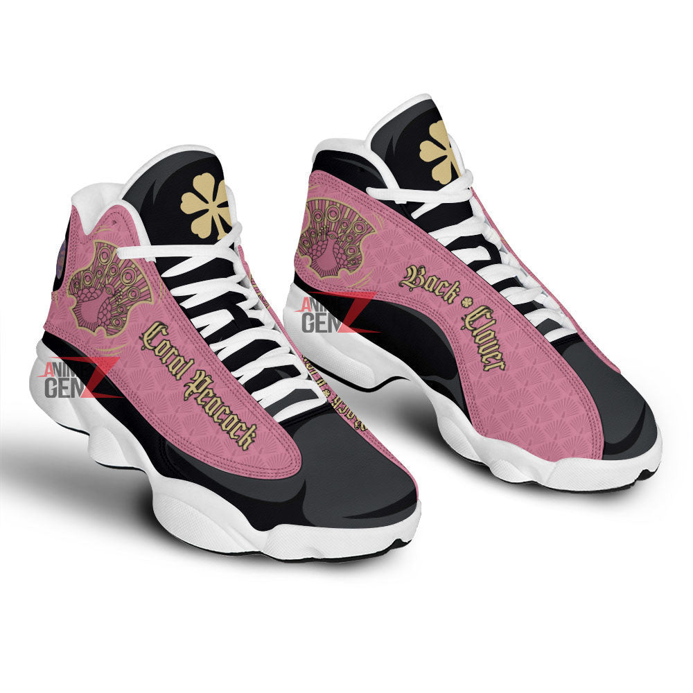 Back Clover Coral Peacock Air Jordan 13 Custom Anime Shoes Th220428-02