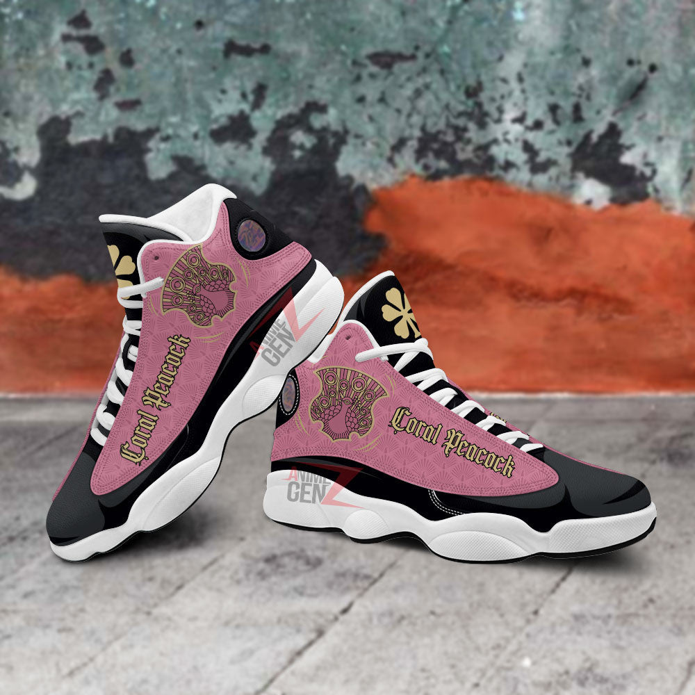 Back Clover Coral Peacock Air Jordan 13 Custom Anime Shoes Th220428-02