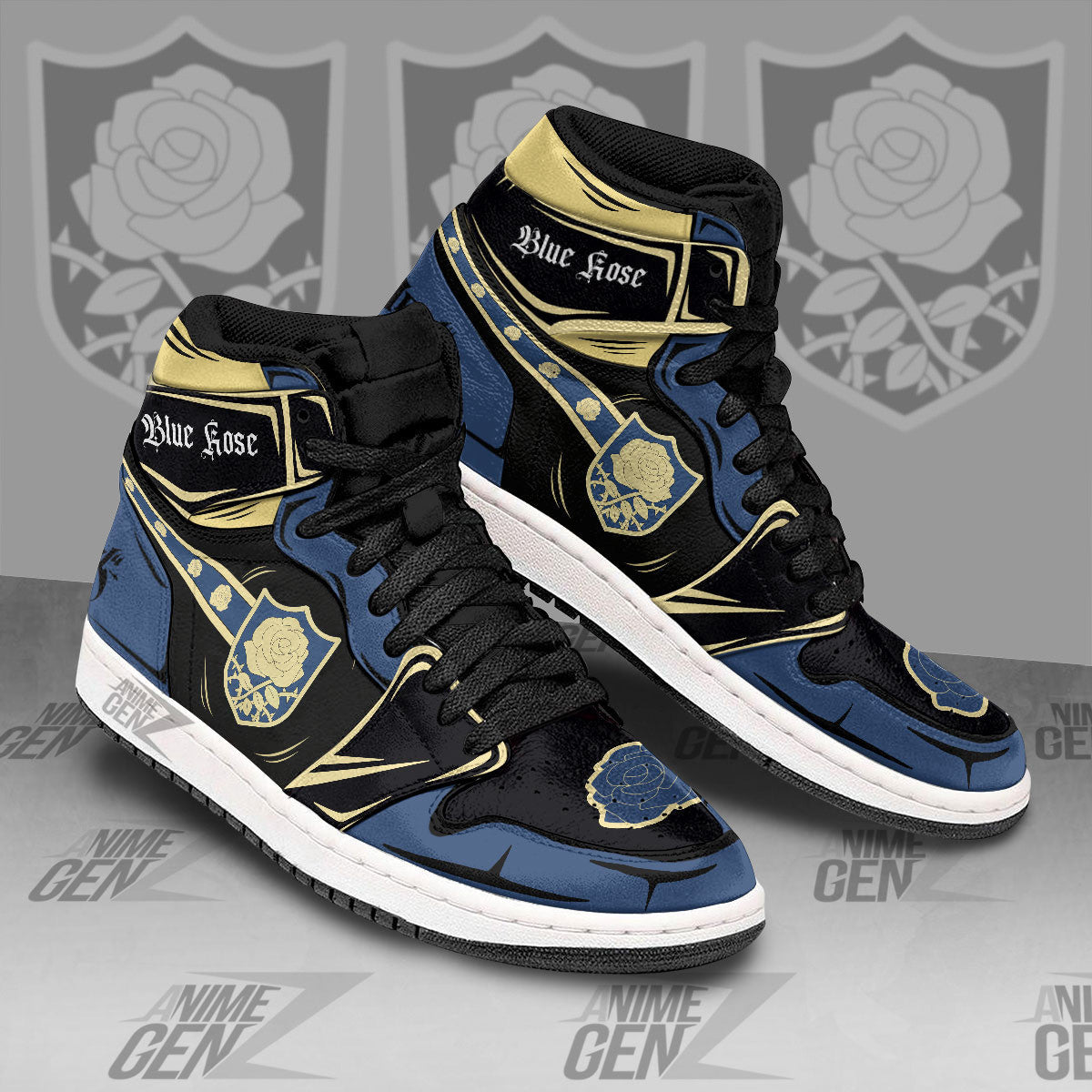 Blue Rose JD Sneakers Black Clover Custom Anime Shoes
