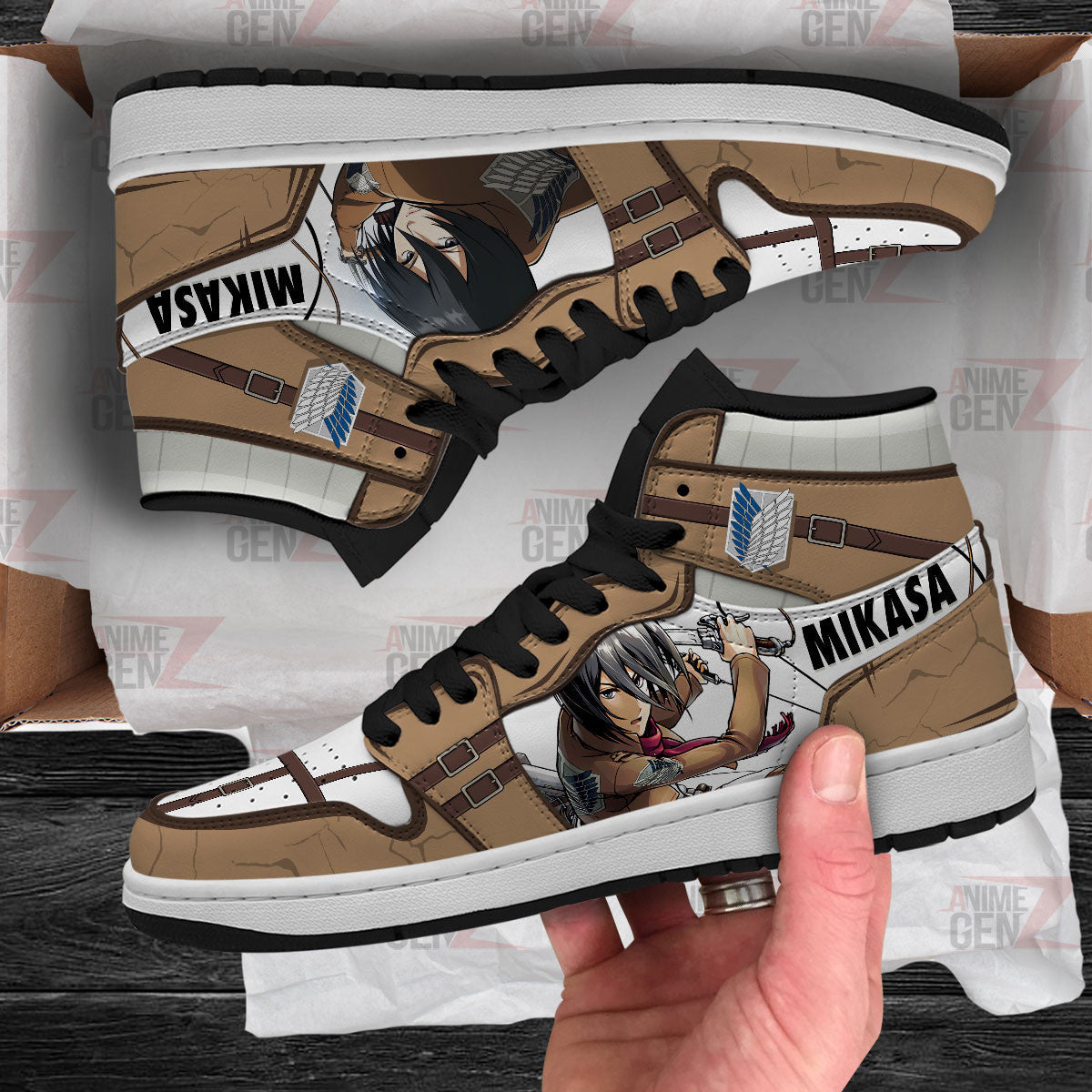 Attack On Titan JD Sneakers Mikasa Ackerman Custom Anime Shoes