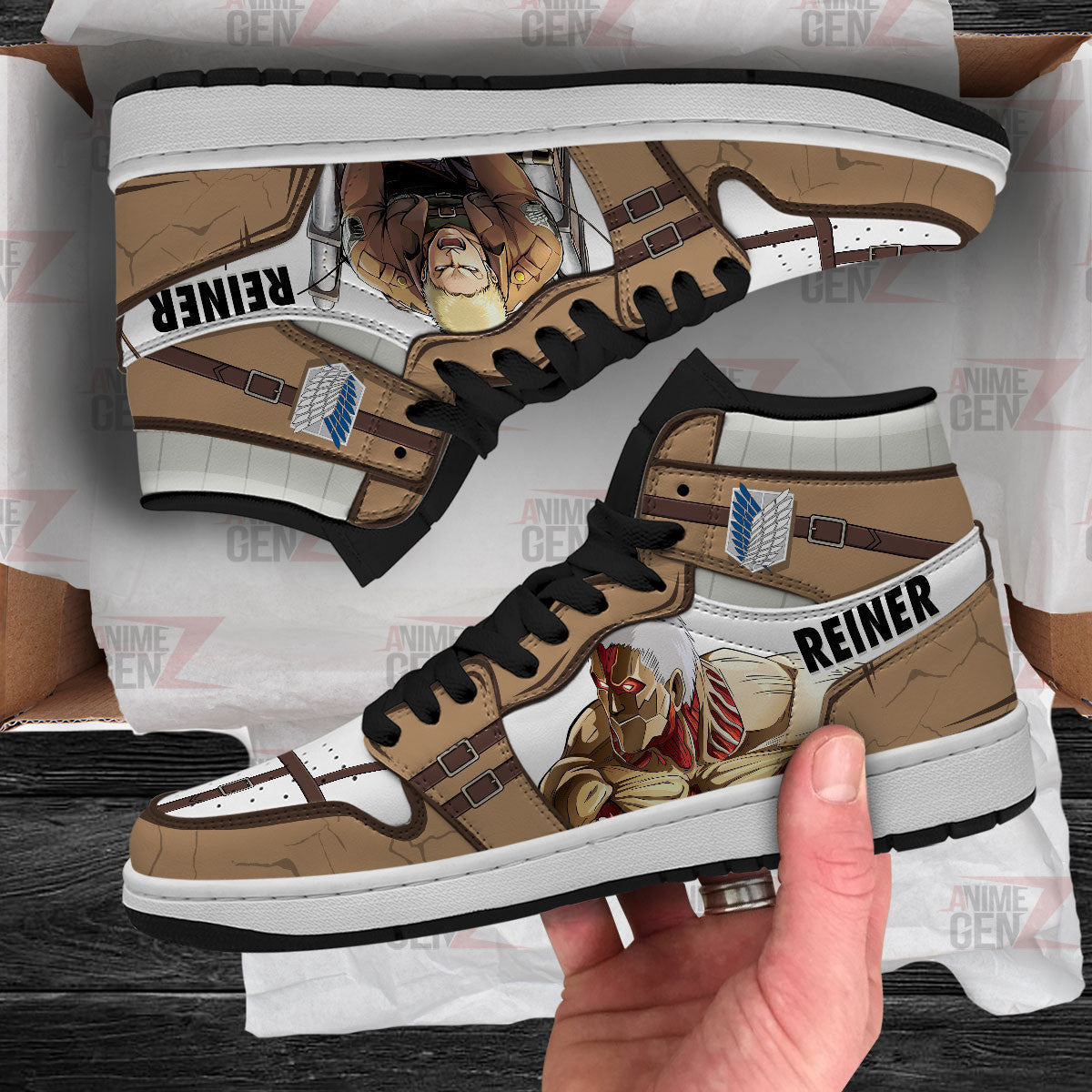Attack On Titan JD Sneakers Reiner Braun Custom Anime Shoes