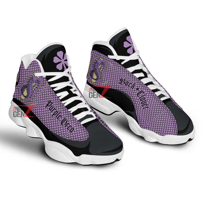 Back Clover Purple Orca Air Jordan 13 Custom Anime Shoes