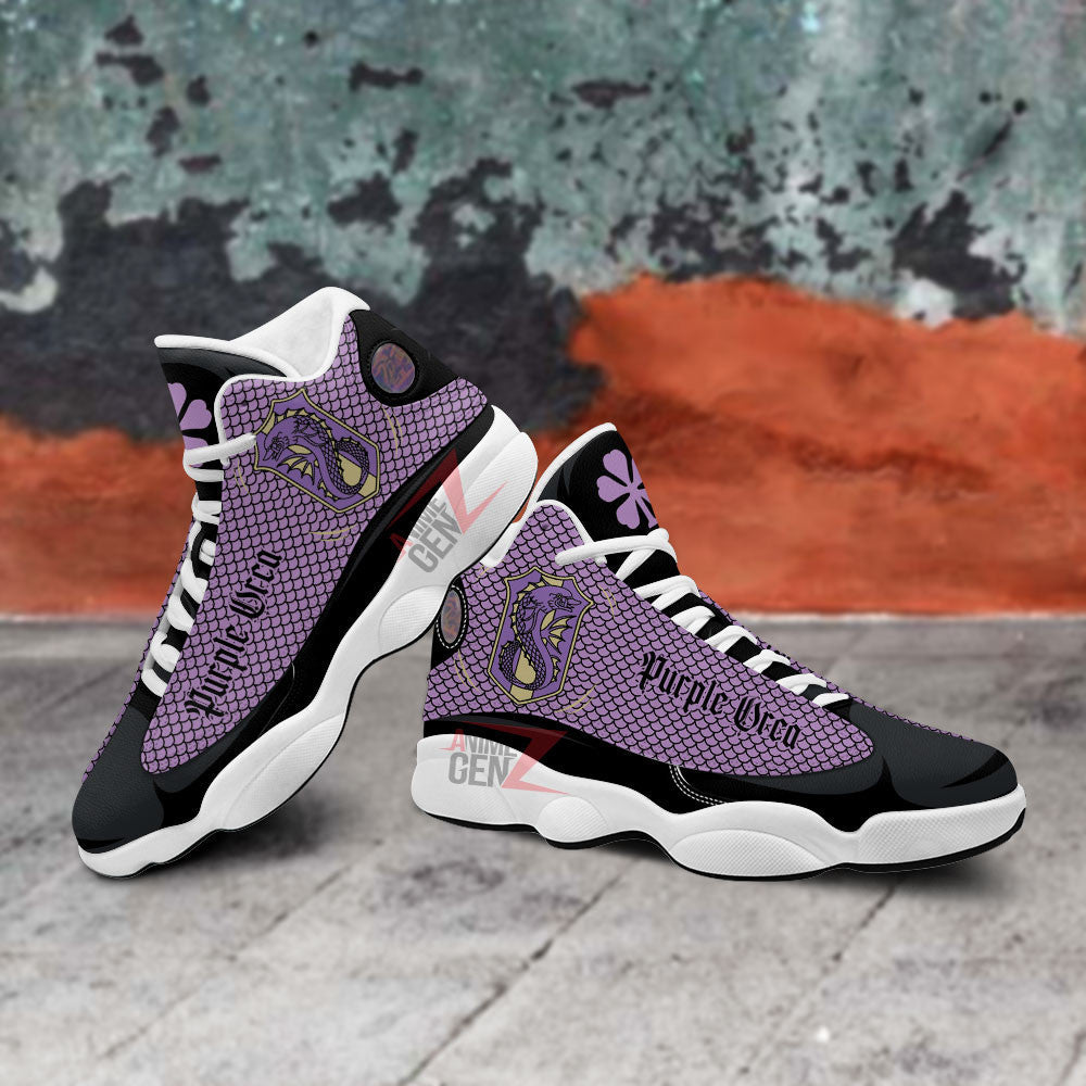 Back Clover Purple Orca Air Jordan 13 Custom Anime Shoes