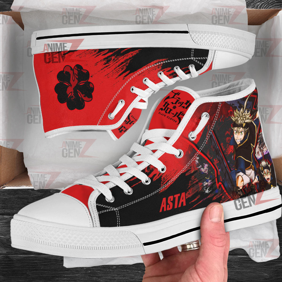 Black Clover Asta High Top Shoes Custom Anime Sneakers