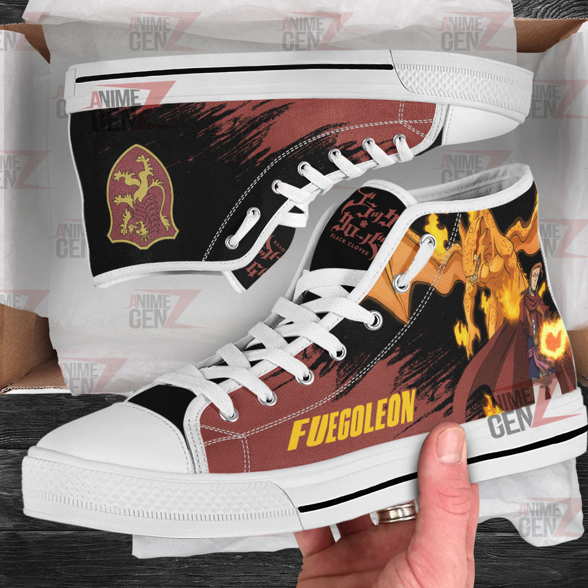 Black Clover Fuegoleon Vermillion High Top Shoes Custom Anime Sneakers