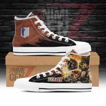 Attack On Titan Eren Yeager High Top Shoes Custom Anime Sneakers