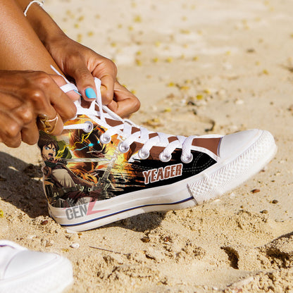 Attack On Titan Eren Yeager High Top Shoes Custom Anime Sneakers