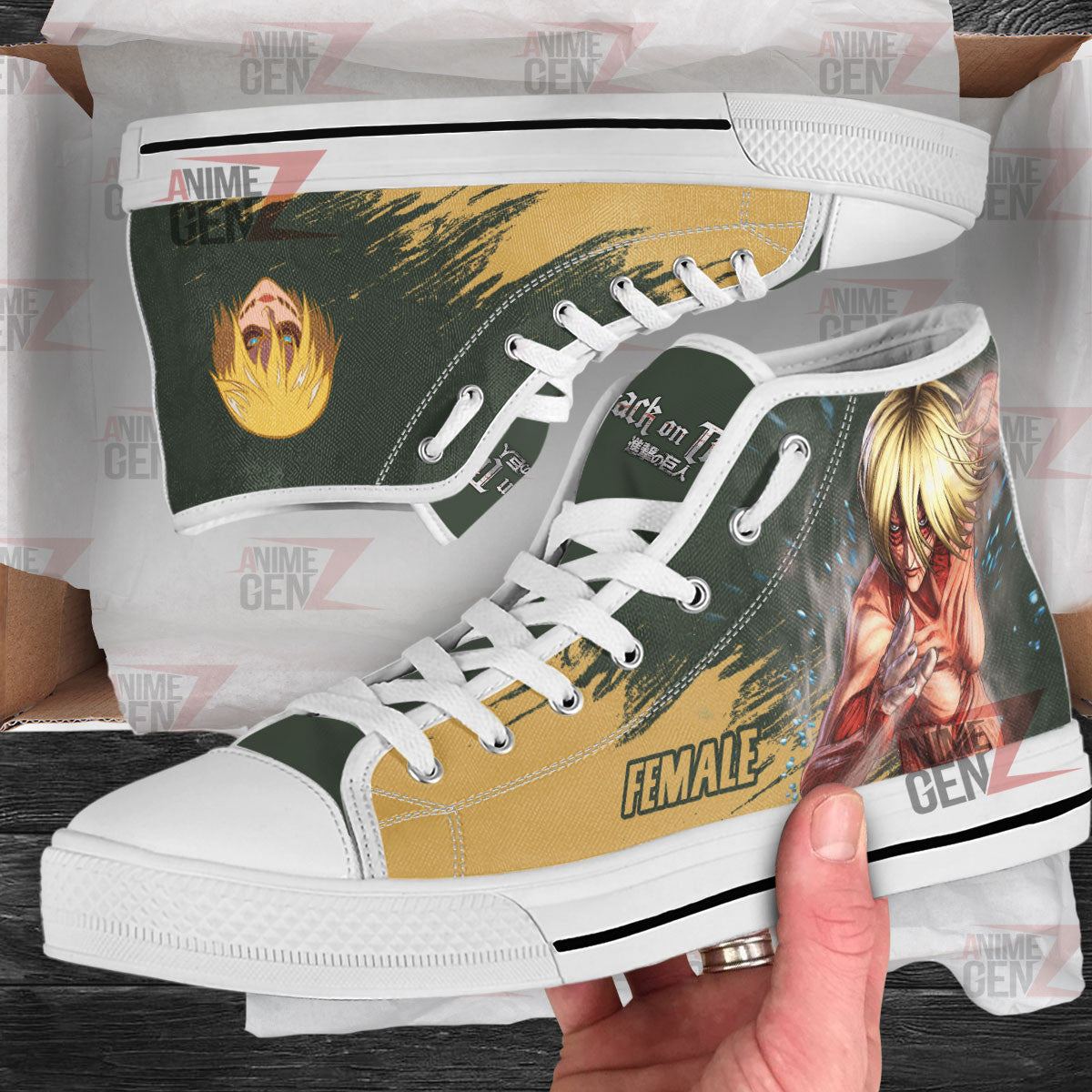 Attack On Titan Female Titan High Top Shoes Custom Anime Sneakers