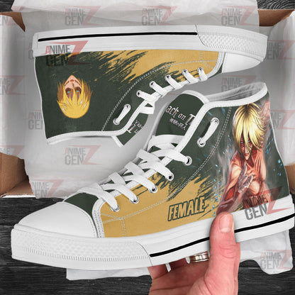 Attack On Titan Female Titan High Top Shoes Custom Anime Sneakers