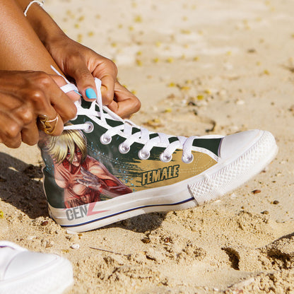 Attack On Titan Female Titan High Top Shoes Custom Anime Sneakers