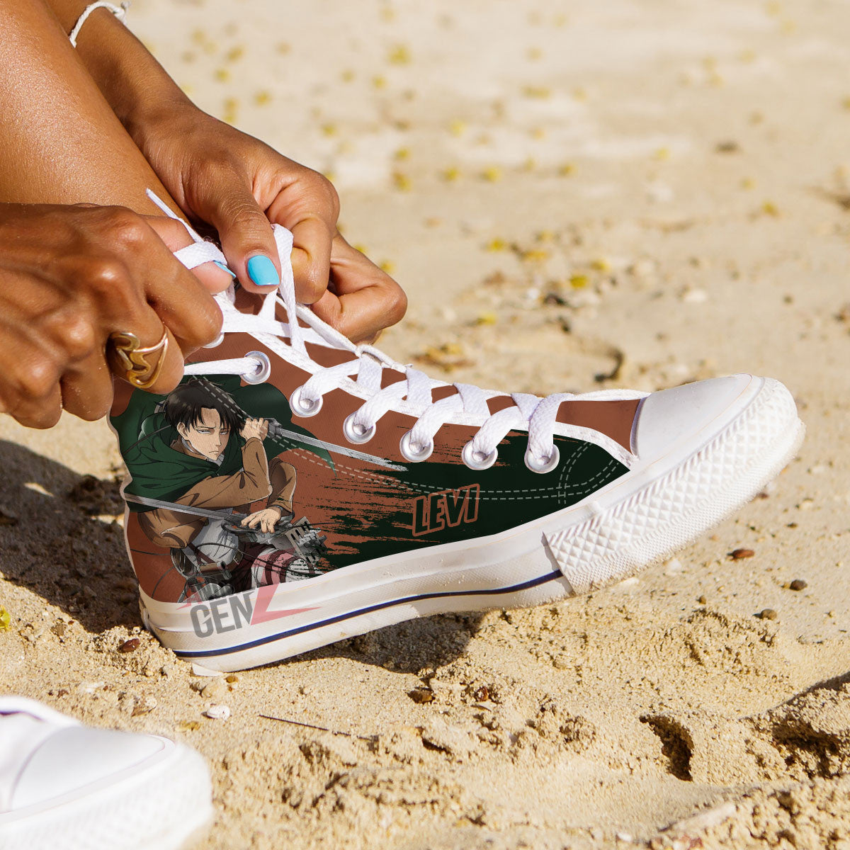 Attack On Titan Levi Ackermann High Top Shoes Custom Anime Sneakers