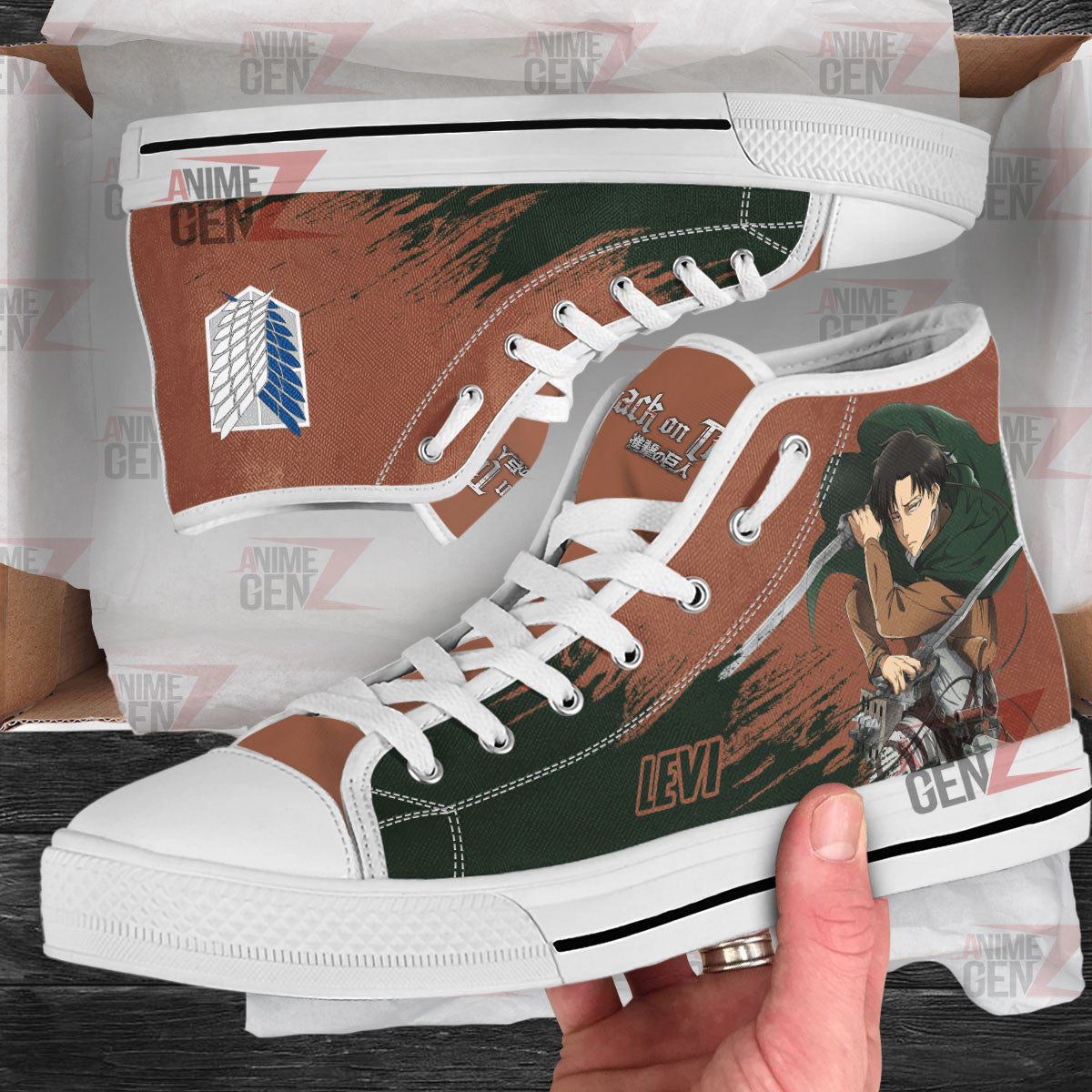 Attack On Titan Levi Ackermann High Top Shoes Custom Anime Sneakers