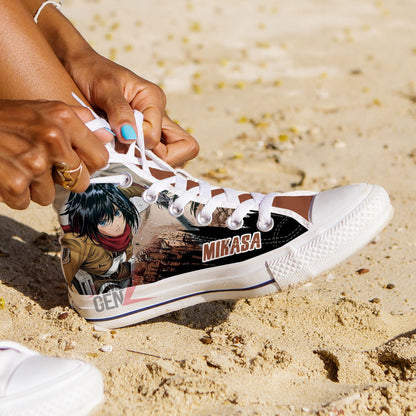 Attack On Titan Mikasa High Top Shoes Custom Anime Sneakers