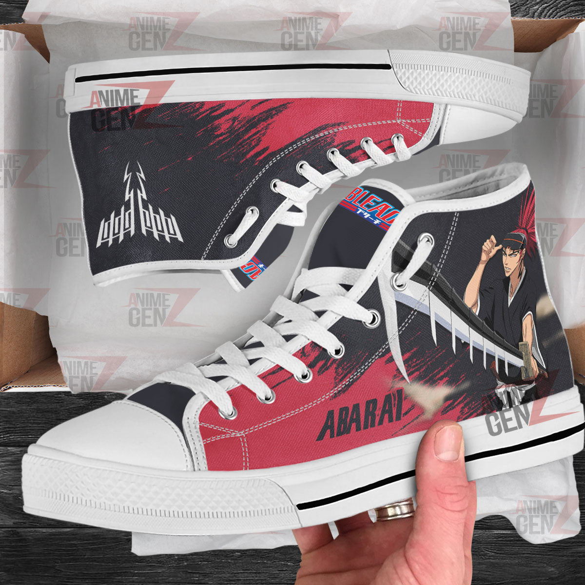 Bleach Abarai Renji High Top Shoes Custom Anime Sneakers