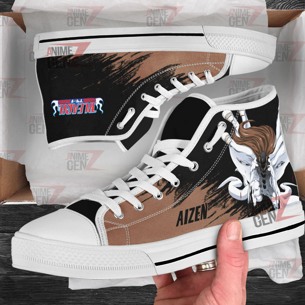 Bleach Aizen Sosuke High Top Shoes Custom Anime Sneakers