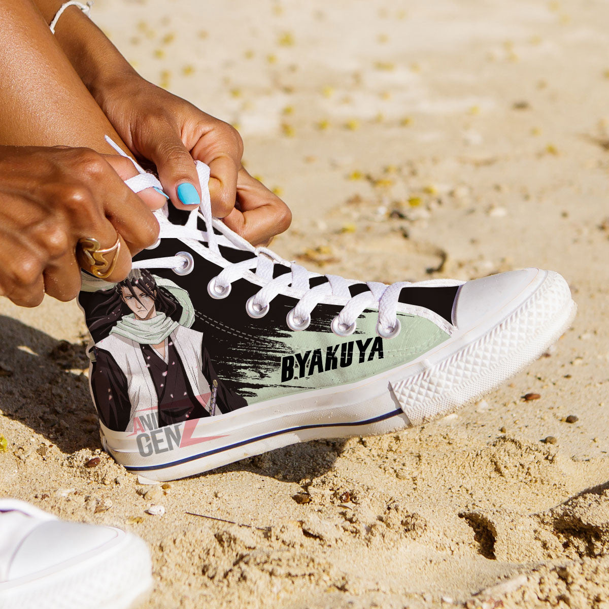 Bleach Byakuya Kuchiki High Top Shoes Custom Anime Sneakers
