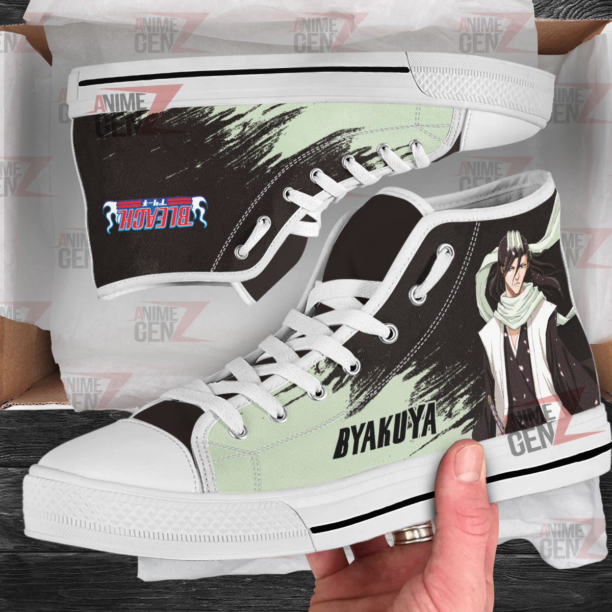 Bleach Byakuya Kuchiki High Top Shoes Custom Anime Sneakers