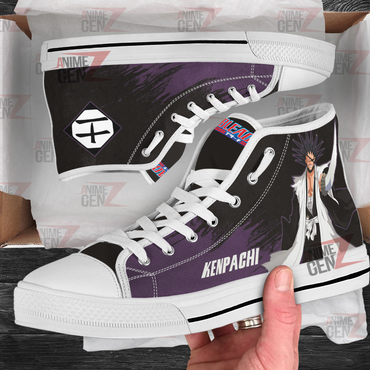 Bleach Kenpachi Zaraki High Top Shoes Custom Anime Sneakers