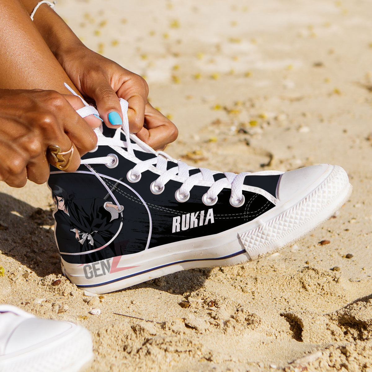 Bleach Rukia Kuchiki High Top Shoes Custom Anime Sneakers