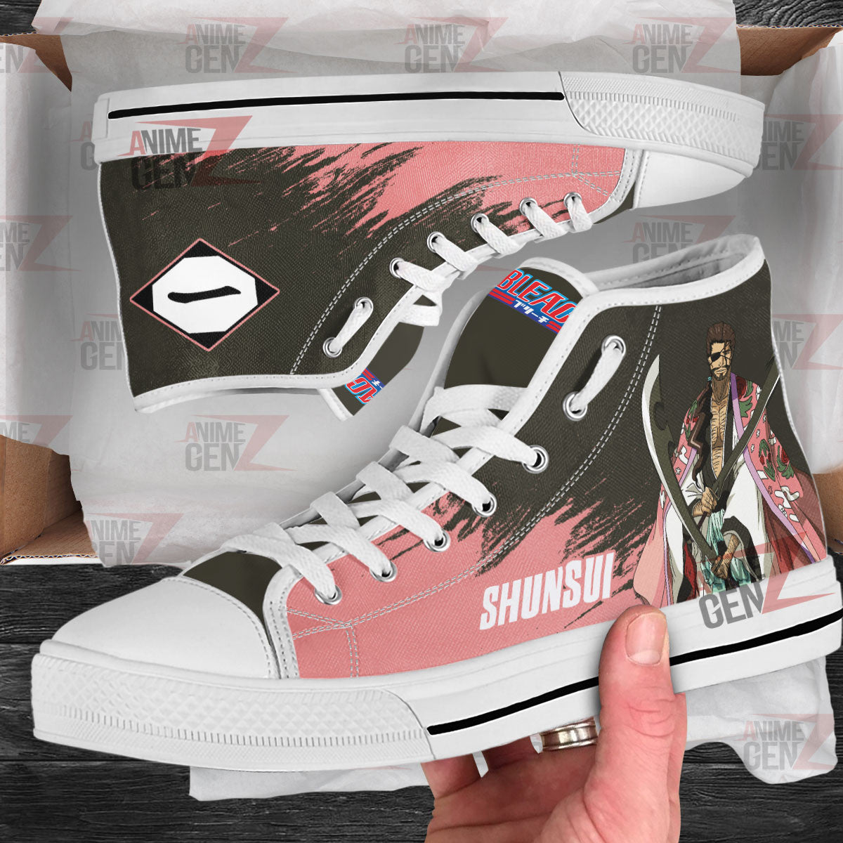 Bleach Shunsui Kyoraku High Top Shoes Custom Anime Sneakers