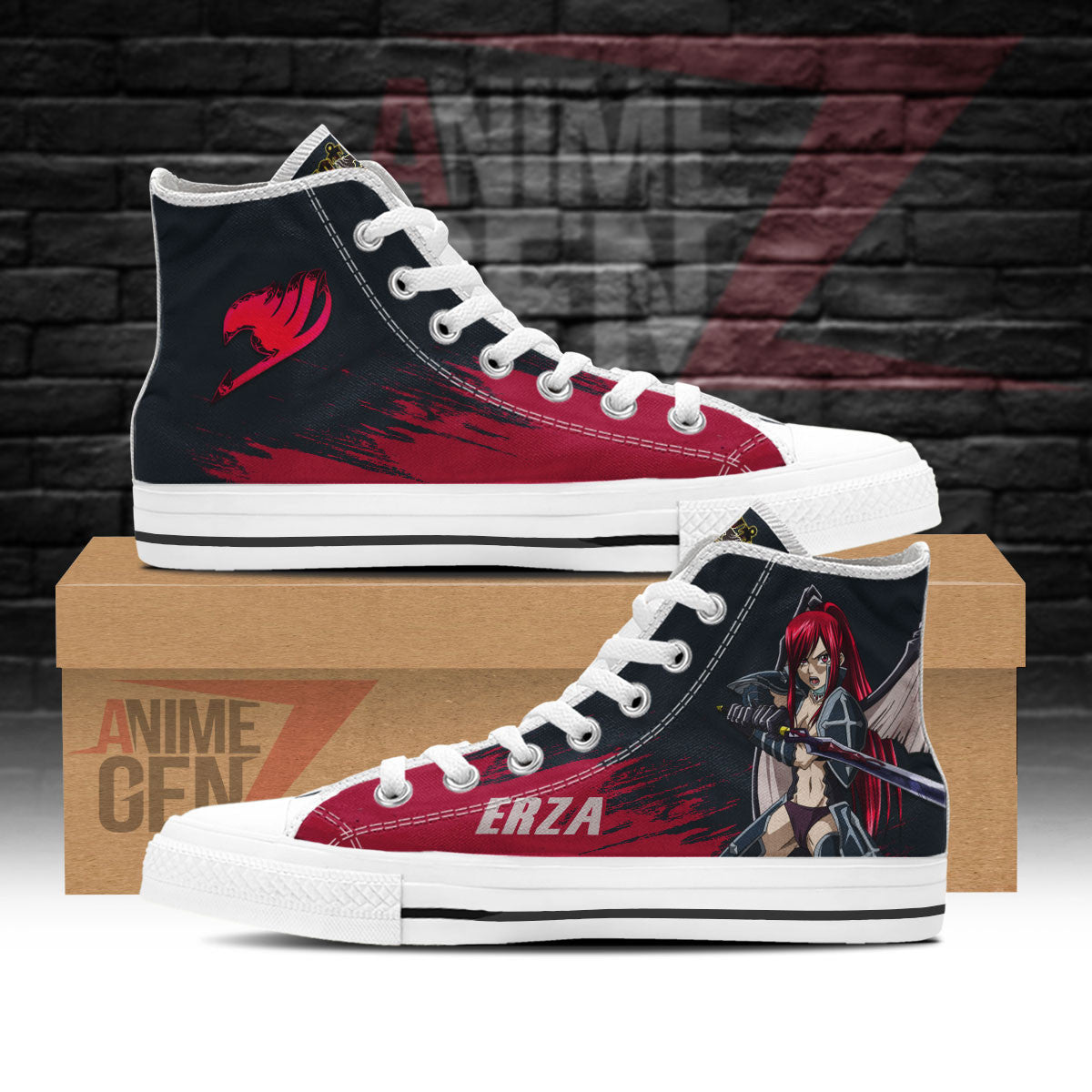 Fairy Tail Erza Scarlet High Top Shoes Custom Anime Sneakers