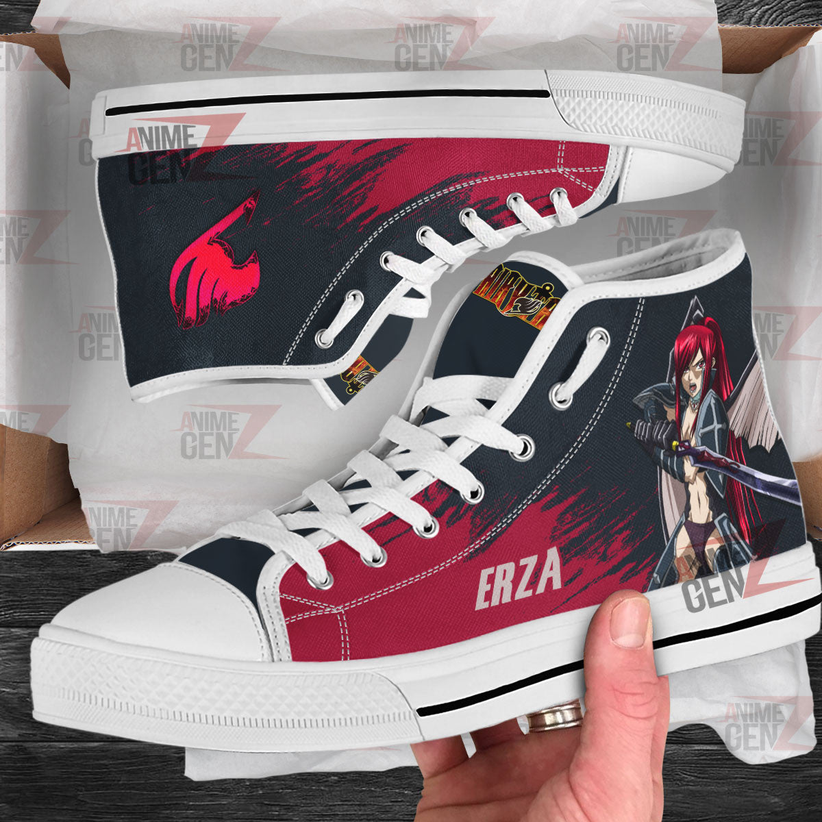 Fairy Tail Erza Scarlet High Top Shoes Custom Anime Sneakers