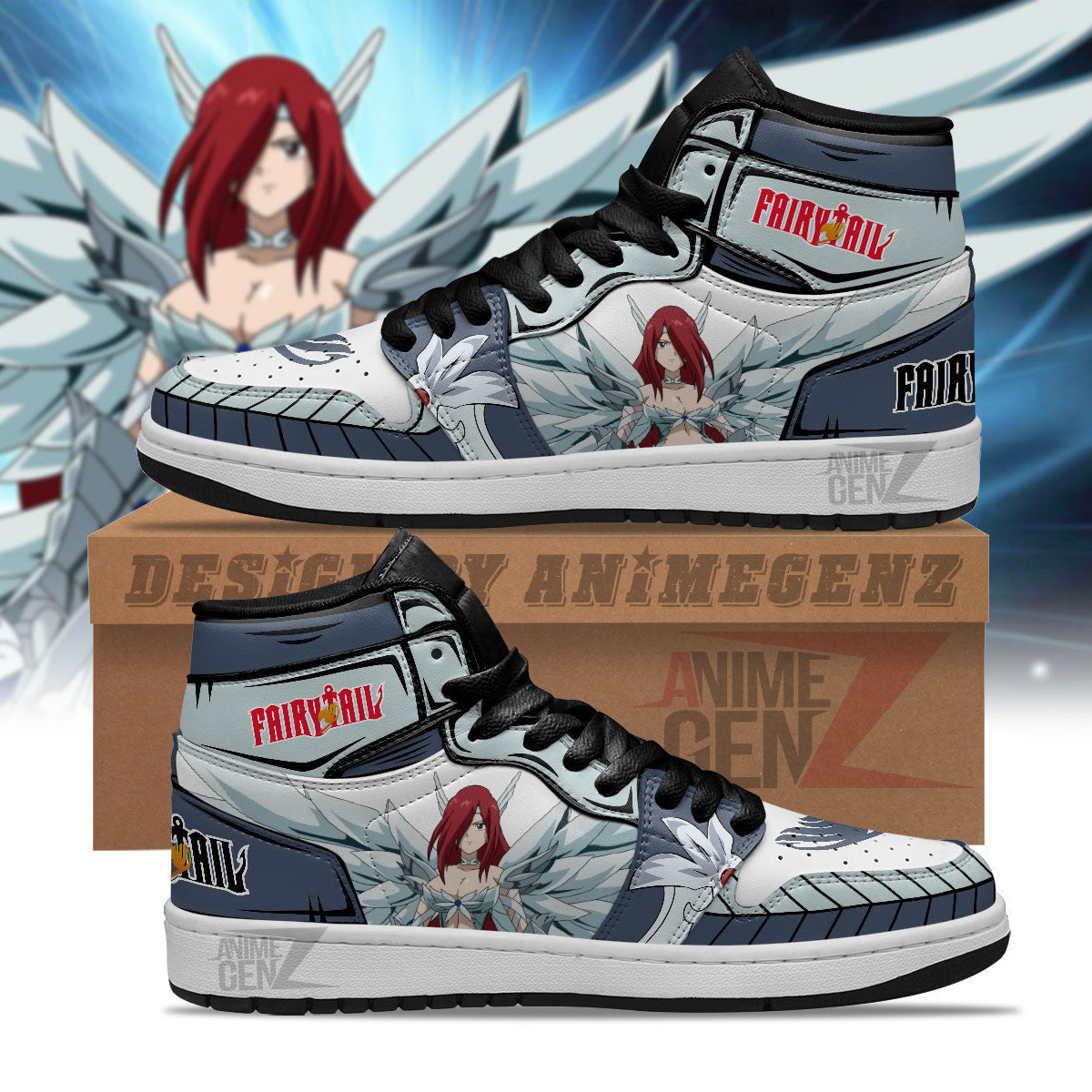 JD Sneakers Fairy Tail Erza Scarlet Custom Anime Shoes