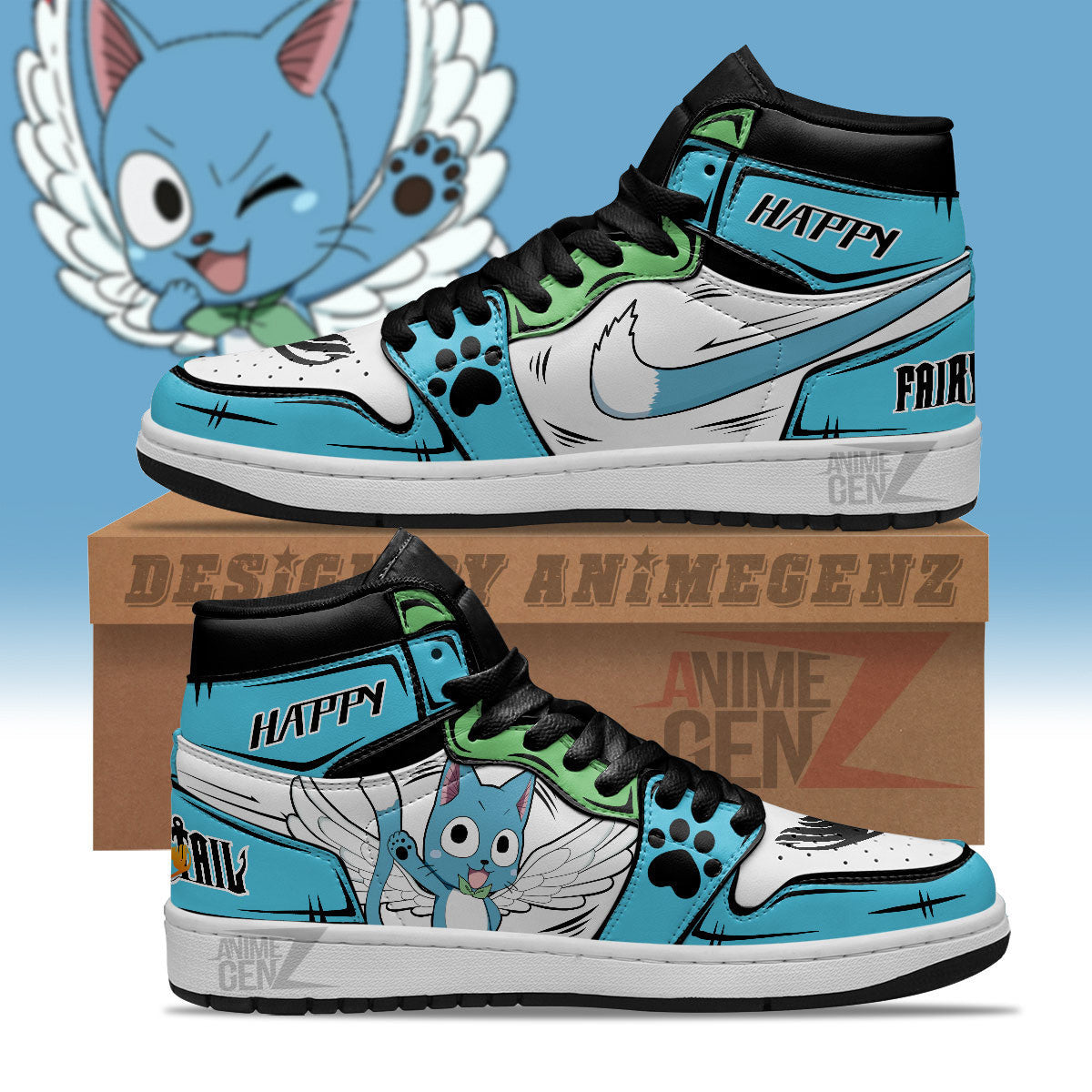 JD Sneakers Fairy Tail Happy Custom Anime Shoes