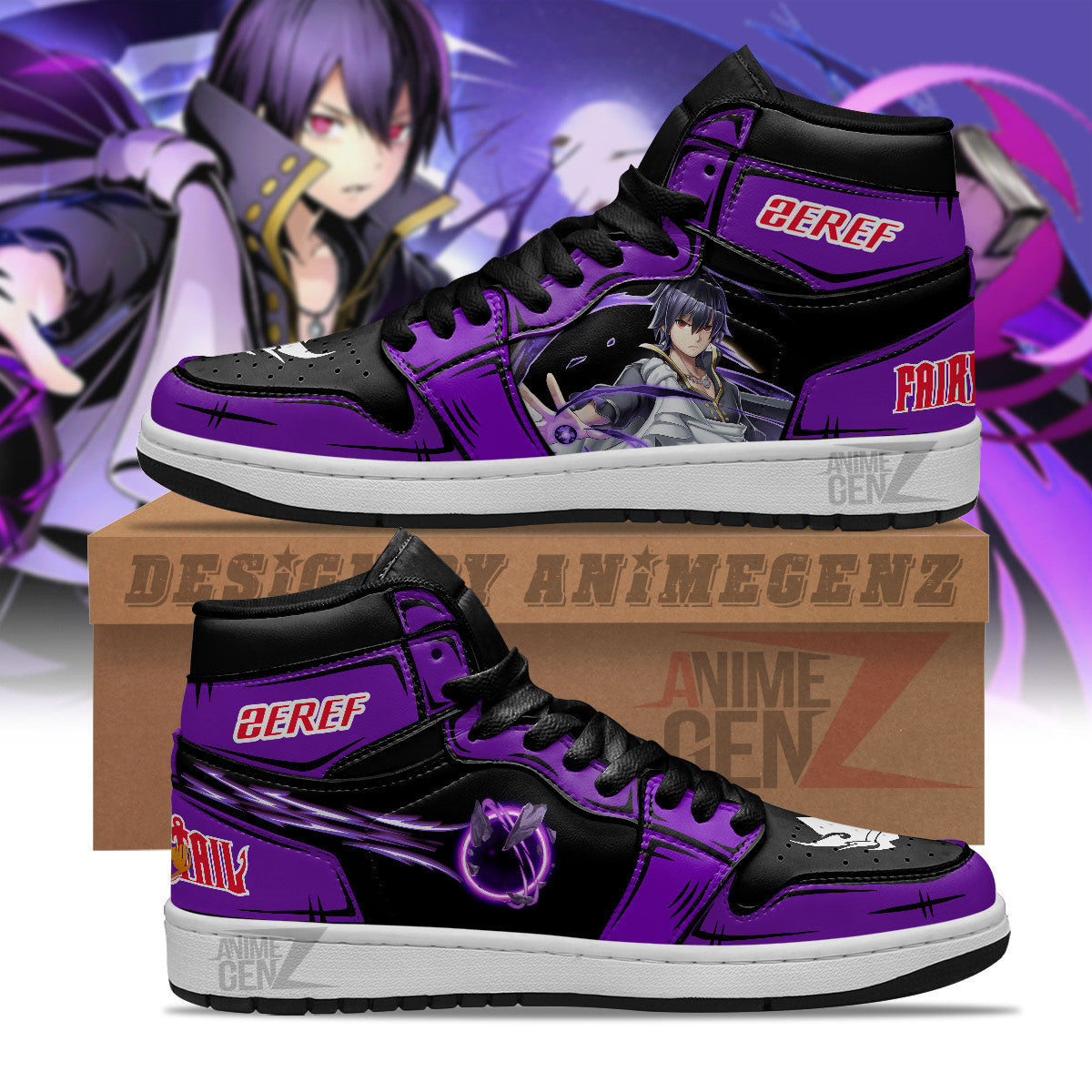 JD Sneakers Fairy Tail Zeref Dragneel Custom Anime Shoes