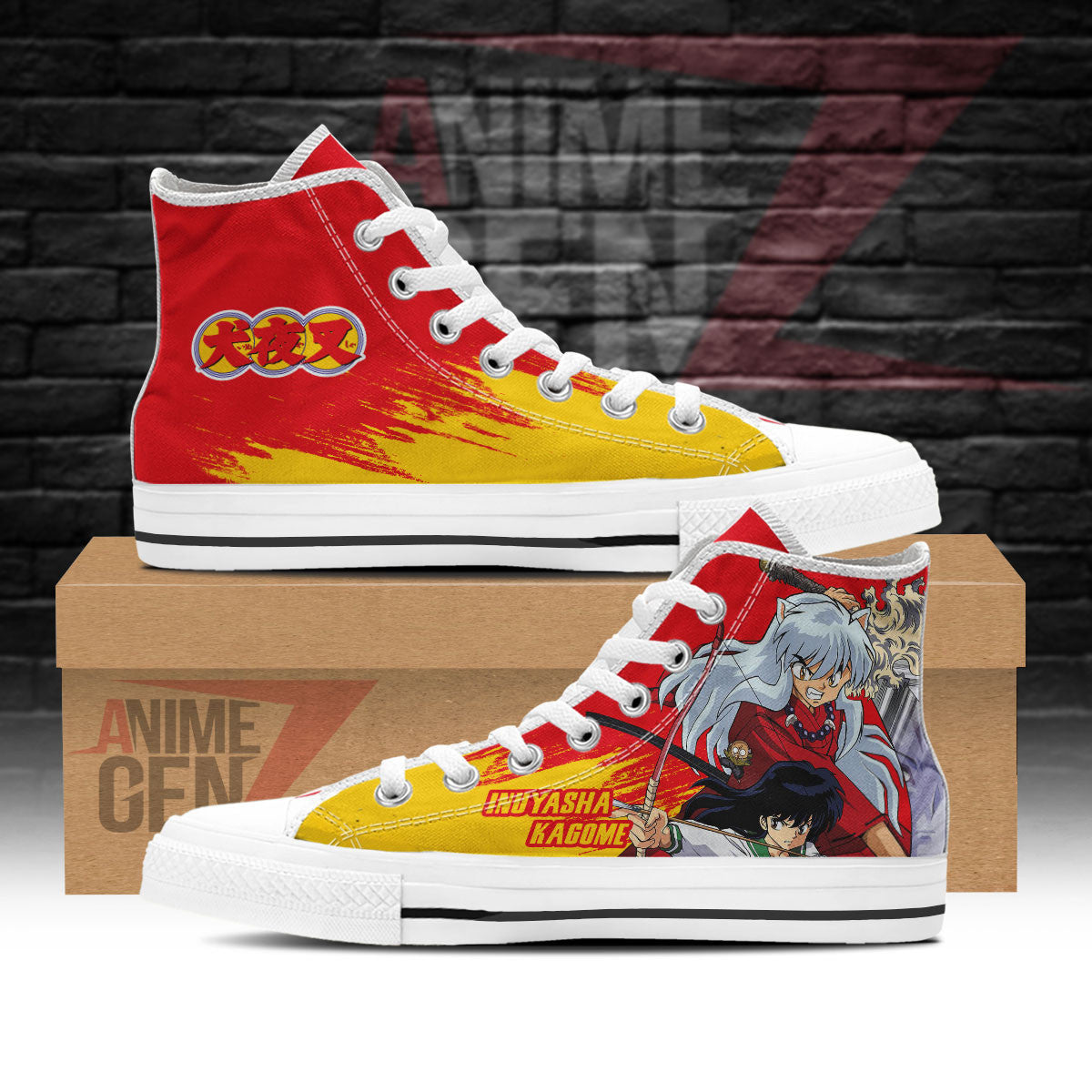Inuyasha Kagome And Inuyasha High Top Shoes Custom Anime Shoes