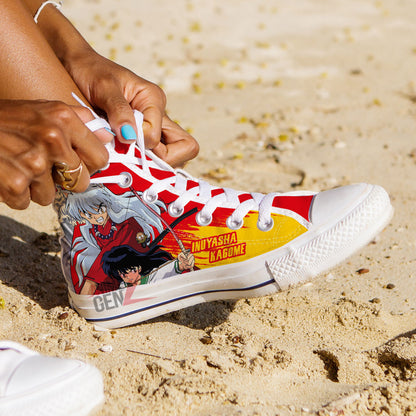 Inuyasha Kagome And Inuyasha High Top Shoes Custom Anime Shoes