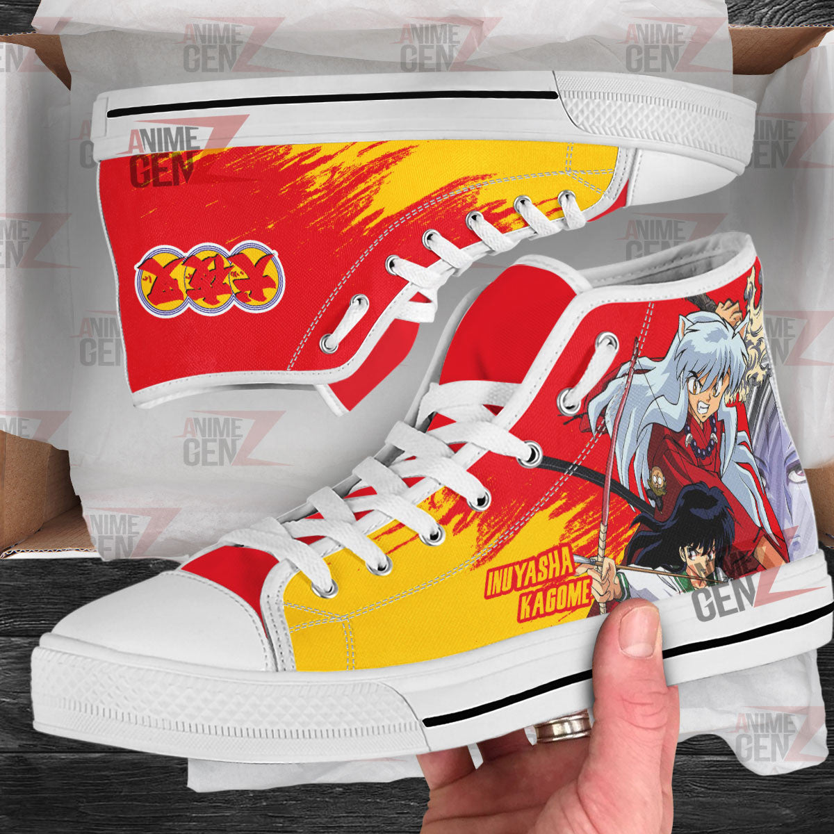 Inuyasha Kagome And Inuyasha High Top Shoes Custom Anime Shoes