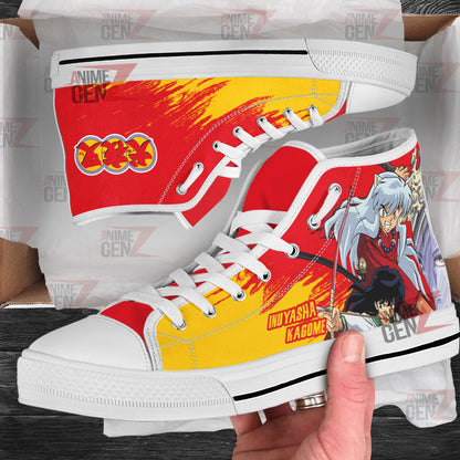Inuyasha Kagome And Inuyasha High Top Shoes Custom Anime Shoes
