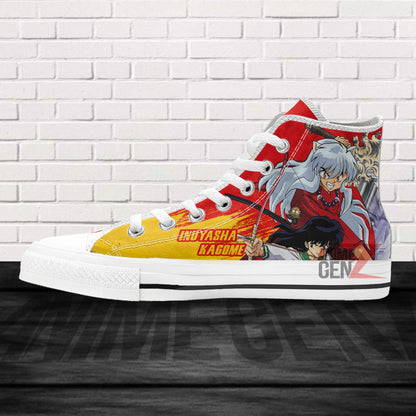 Inuyasha Kagome And Inuyasha High Top Shoes Custom Anime Shoes