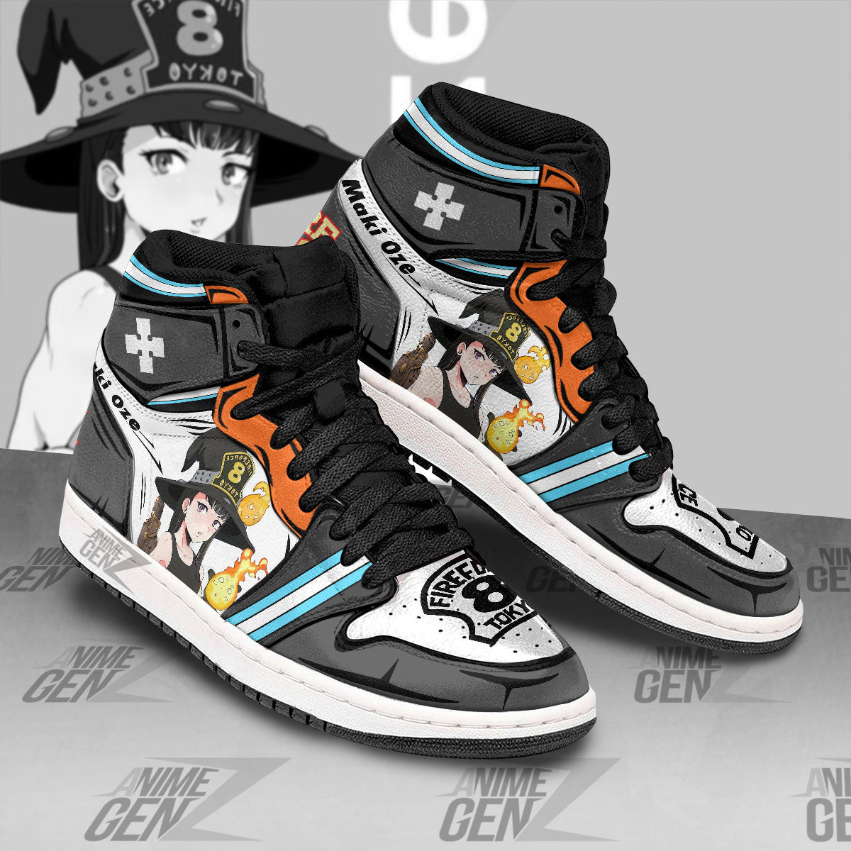 JD Sneakers Fire Force Maki Oze Custom Anime Shoes