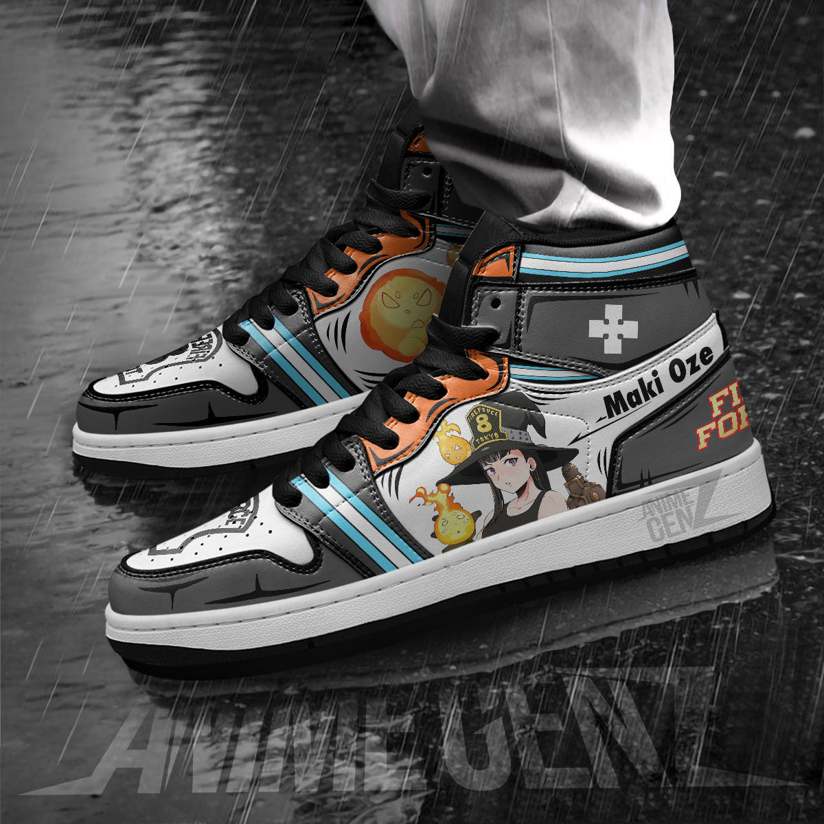JD Sneakers Fire Force Maki Oze Custom Anime Shoes