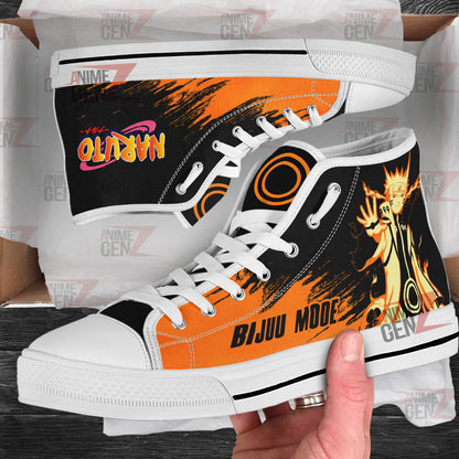 Naruto Bijuu Mode High Top Shoes Custom Anime Sneakers