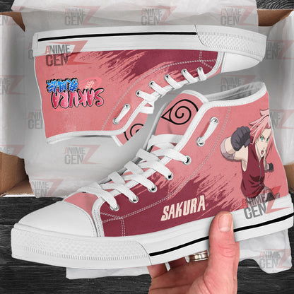 Naruto Sakura Haruno High Top Shoes Custom Anime Shoes