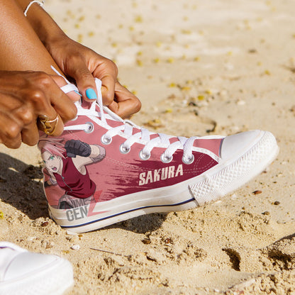 Naruto Sakura Haruno High Top Shoes Custom Anime Shoes