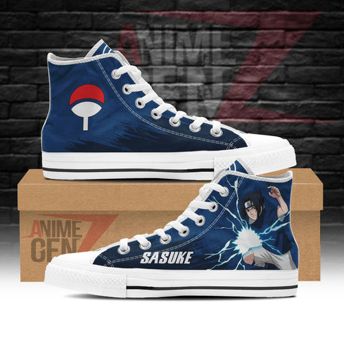 Naruto Uchiha Sasuke Chidori High Top Shoes Custom Anime Shoes