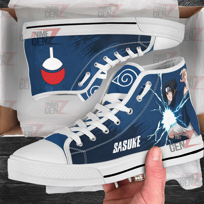 Naruto Uchiha Sasuke Chidori High Top Shoes Custom Anime Shoes
