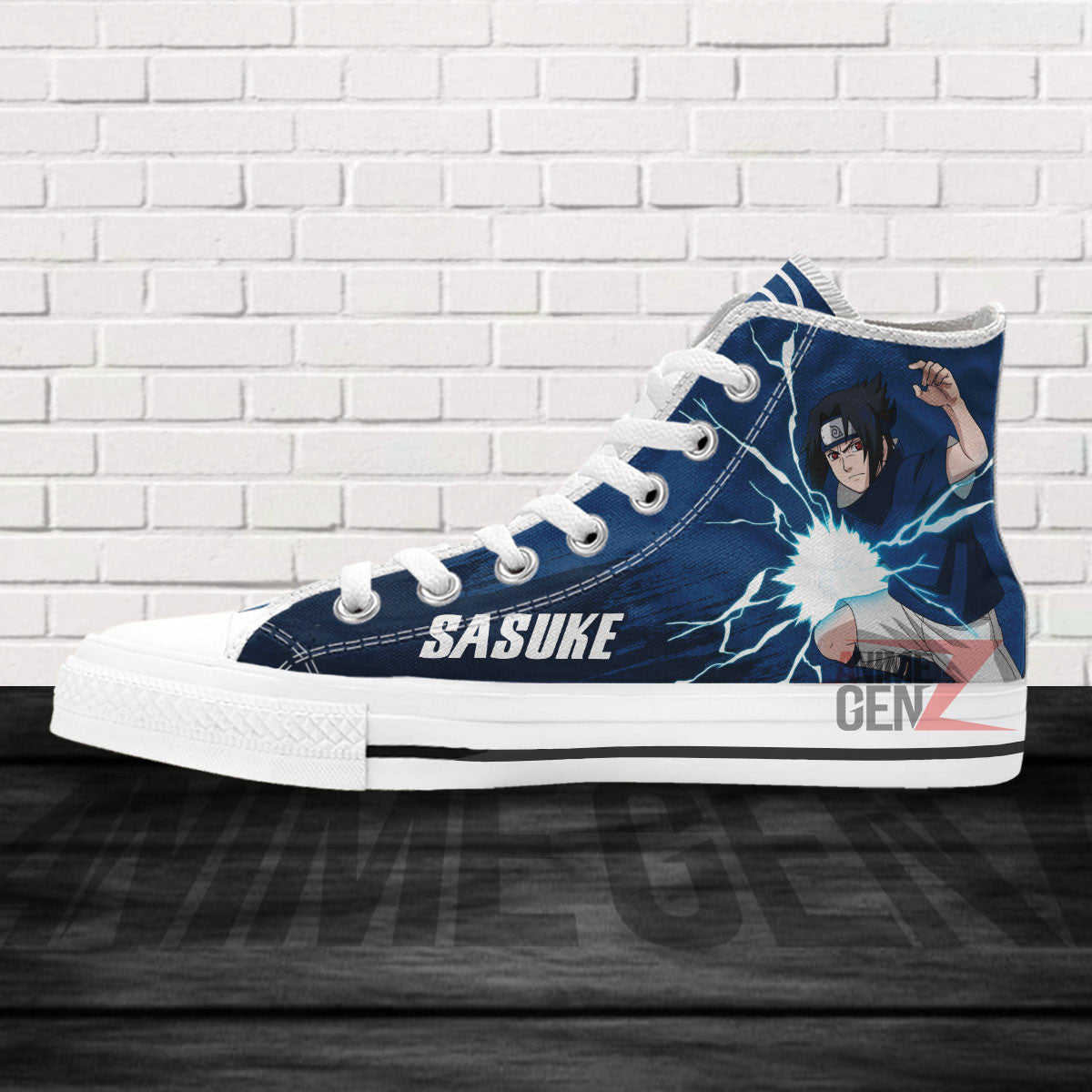 Naruto Uchiha Sasuke Chidori High Top Shoes Custom Anime Shoes