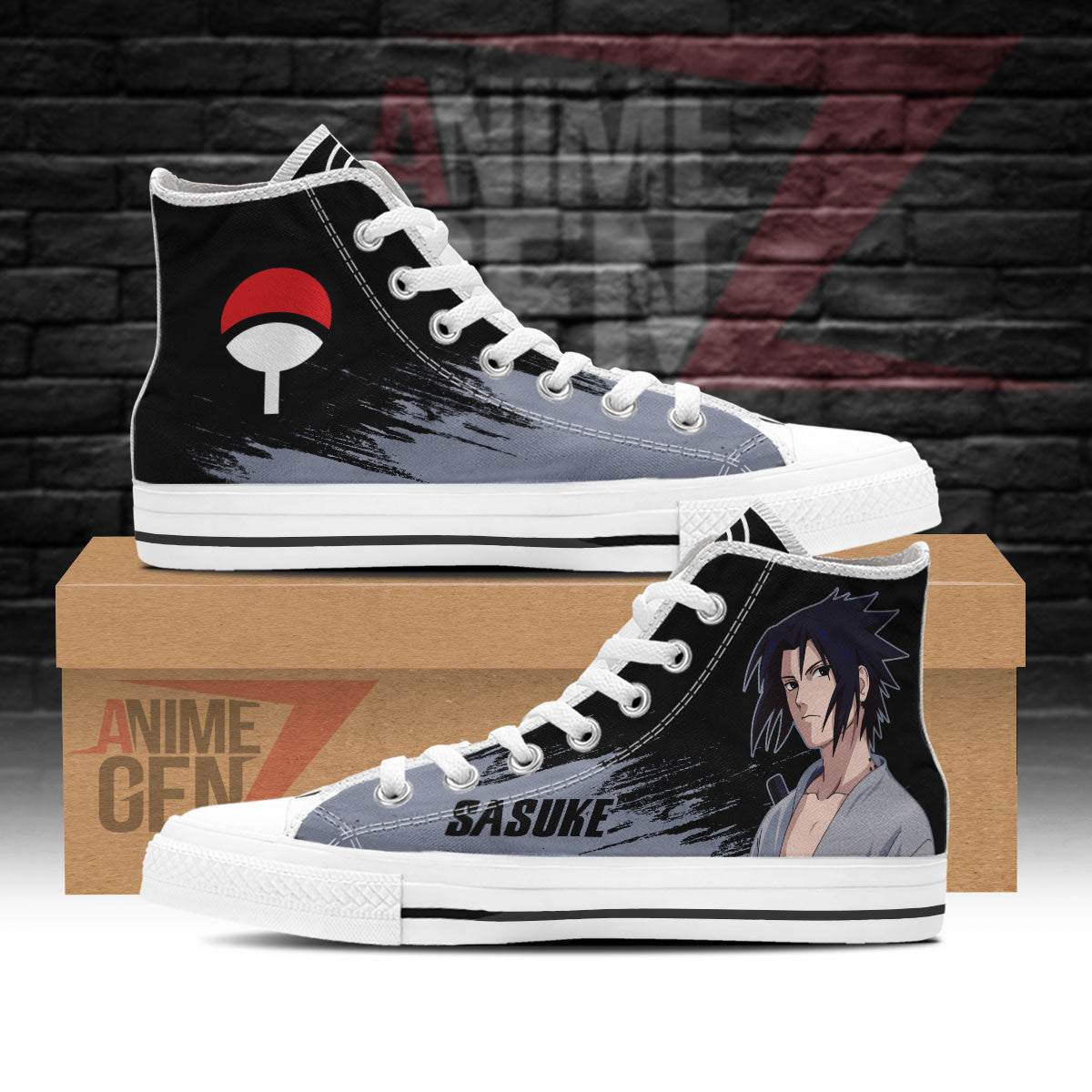 Naruto Uchiha Sasuke High Top Shoes Custom Anime Shoes