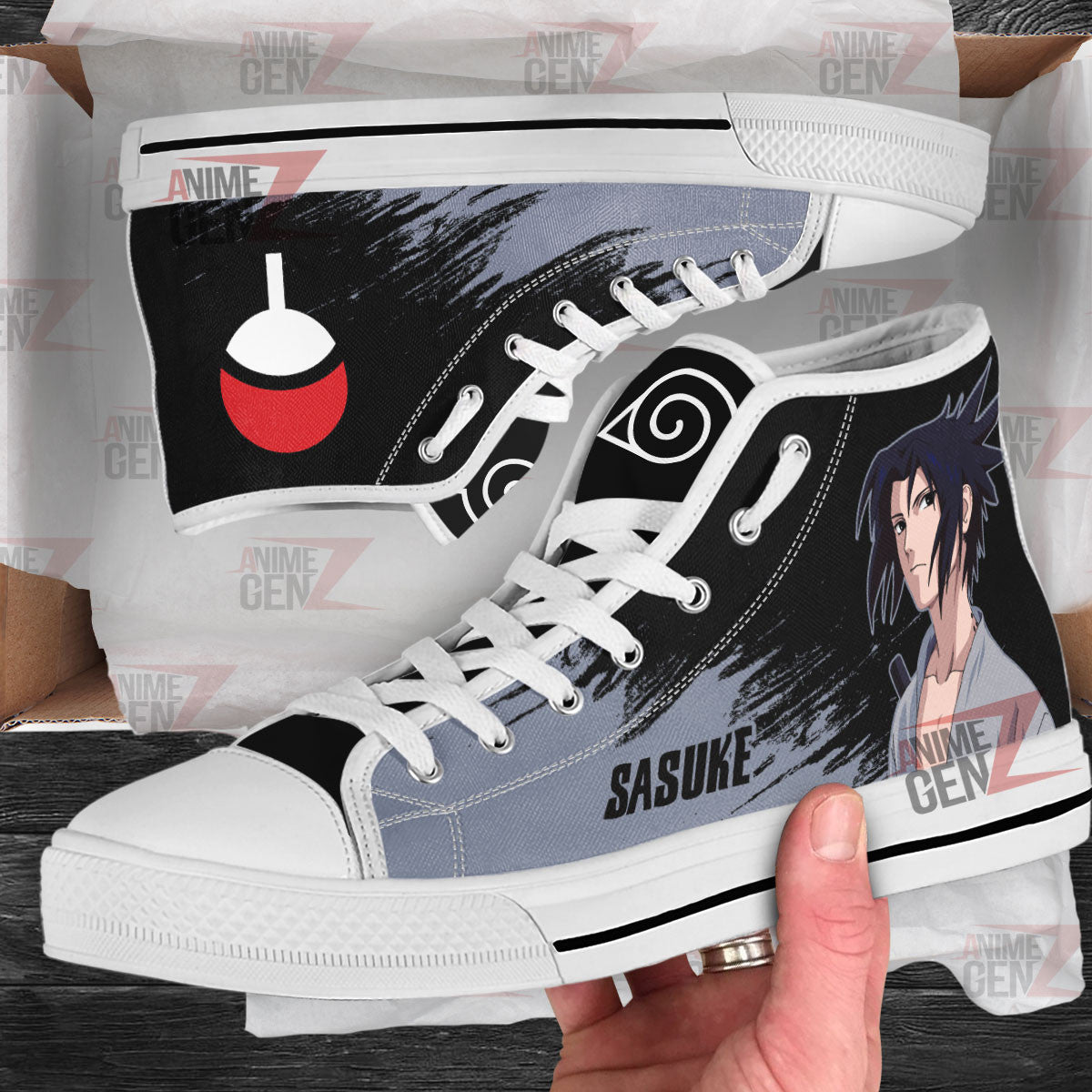 Naruto Uchiha Sasuke High Top Shoes Custom Anime Shoes