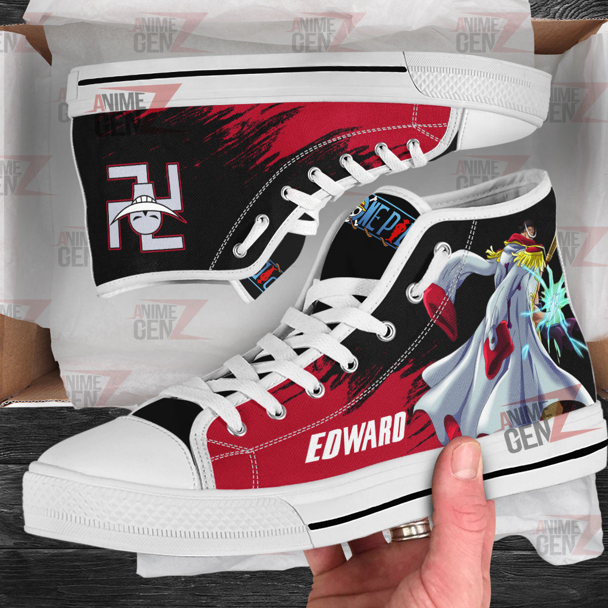 One Piece Edward Newgate High Top Shoes Custom Anime Sneakers