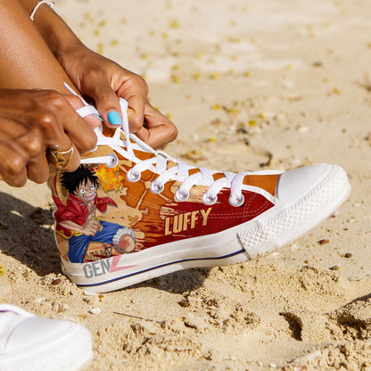 One Piece Monkey D Luffy High Top Shoes Custom Anime Sneakers