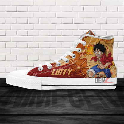 One Piece Monkey D Luffy High Top Shoes Custom Anime Sneakers