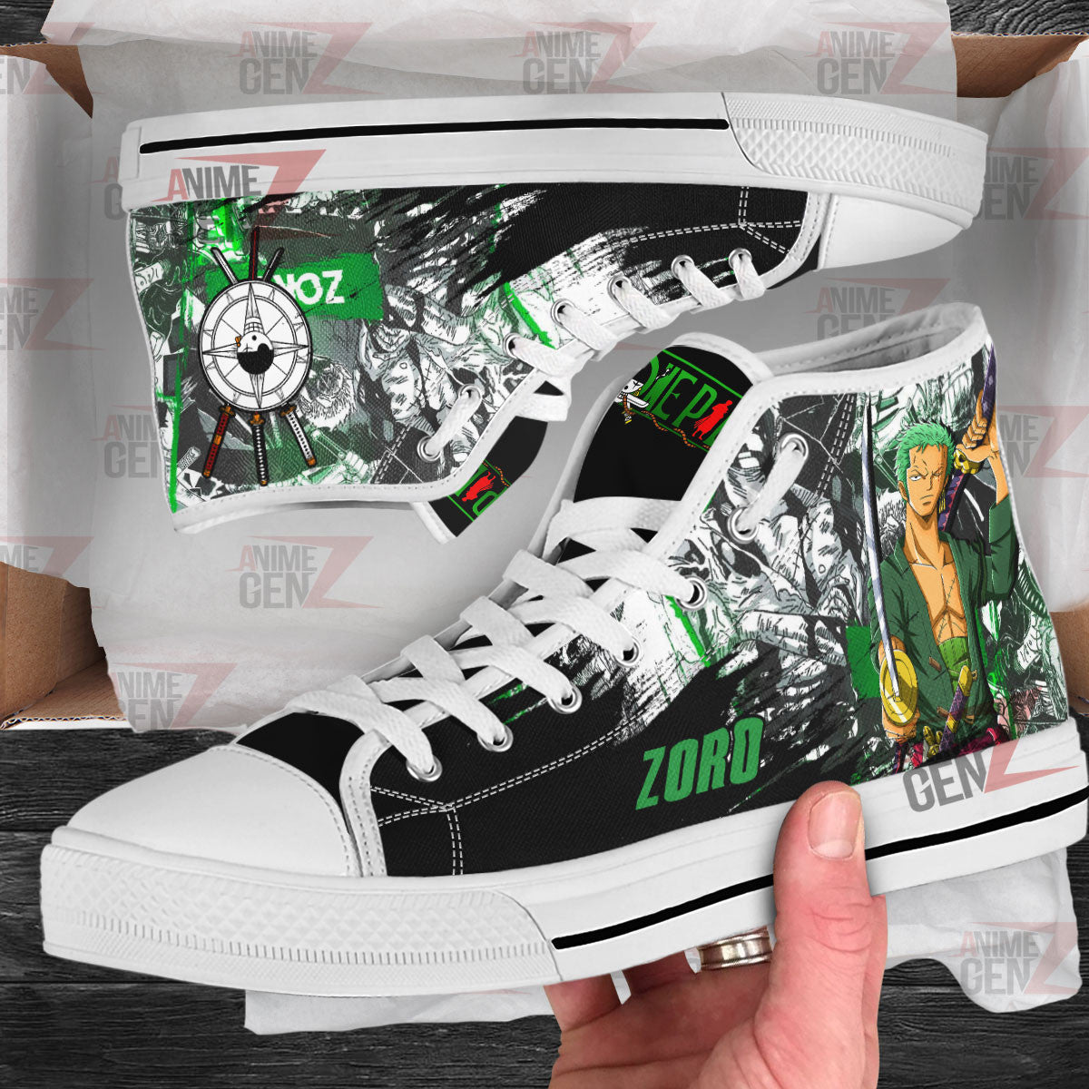 One Piece Roronoa Zoro High Top Shoes Custom Anime Sneakers