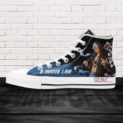 One Piece Trafalgar D. Water Law High Top Shoes Custom Anime Sneakers